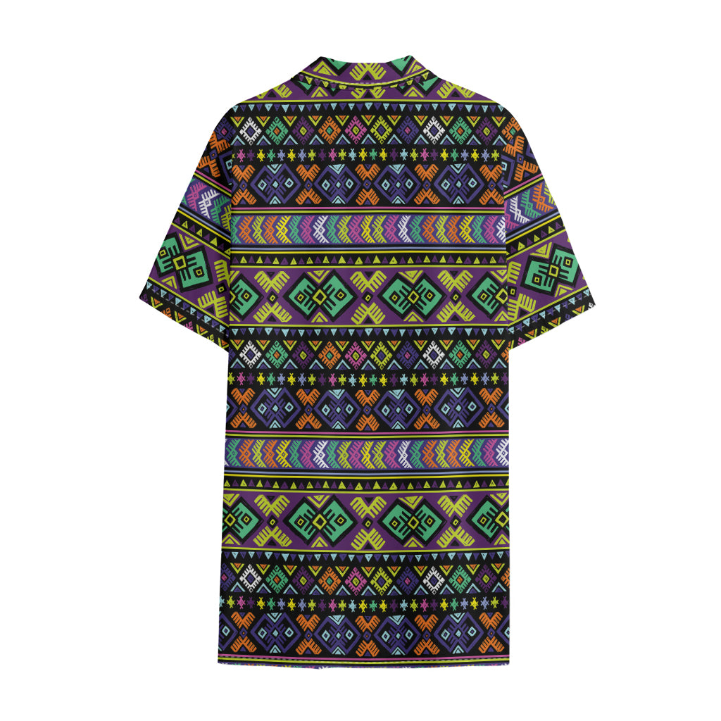 Colorful Native Navajo Tribal Print Cotton Hawaiian Shirt