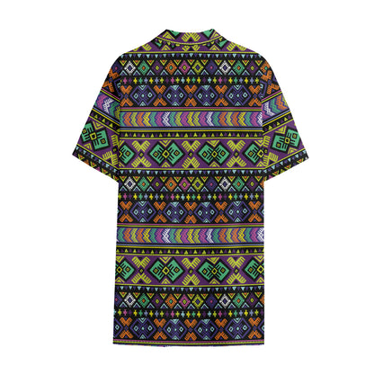 Colorful Native Navajo Tribal Print Cotton Hawaiian Shirt