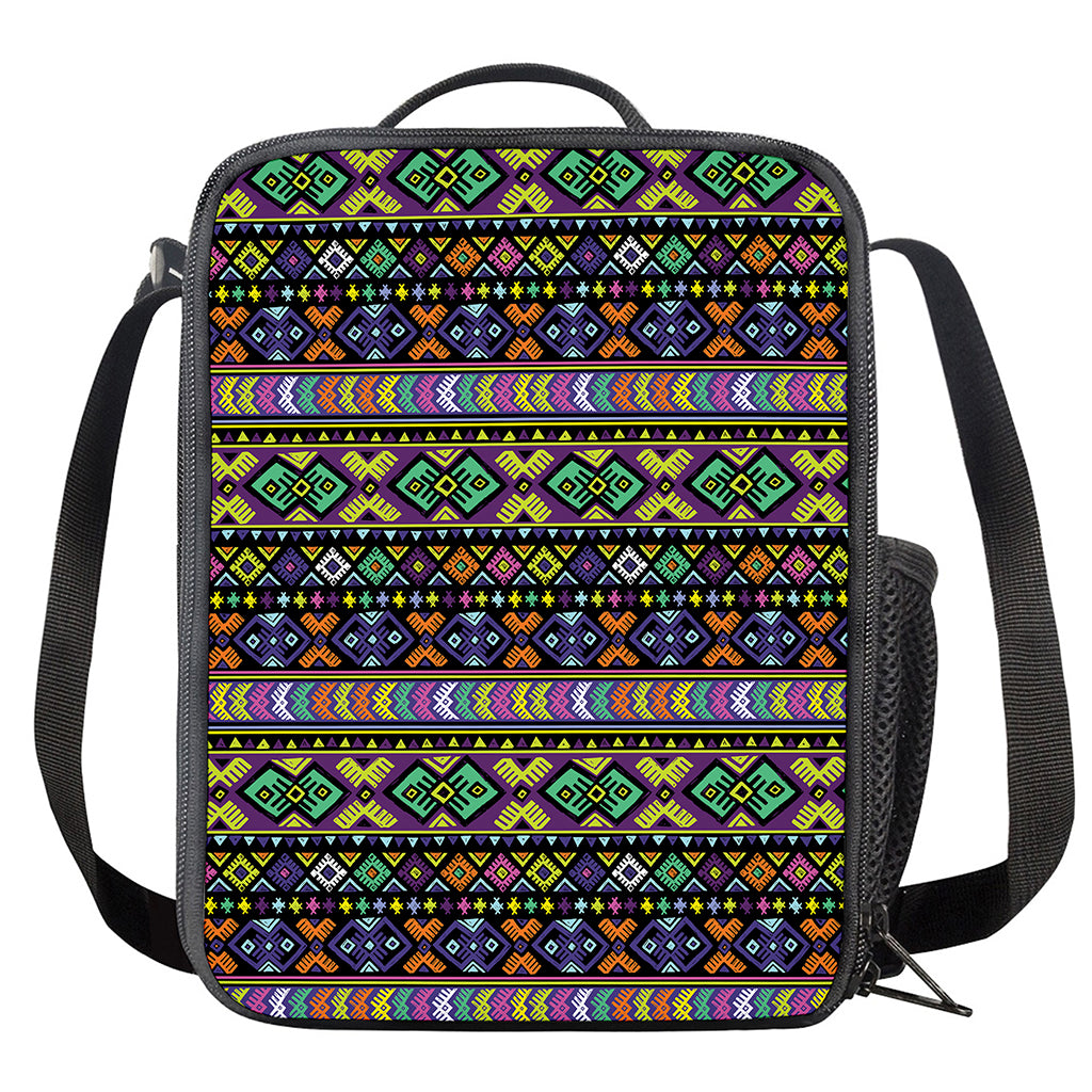 Colorful Native Navajo Tribal Print Crossbody Lunch Bag