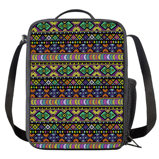 Colorful Native Navajo Tribal Print Crossbody Lunch Bag