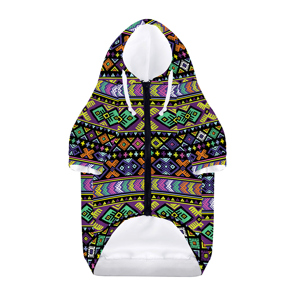 Colorful Native Navajo Tribal Print Dog Zip Up Hoodie