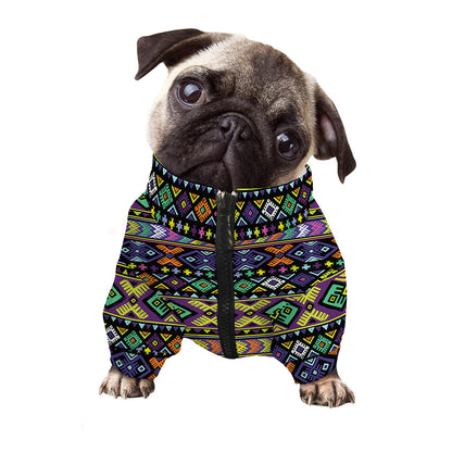 Colorful Native Navajo Tribal Print Dog Zip Up Jacket