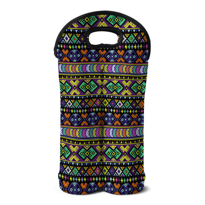 Colorful Native Navajo Tribal Print Double Neoprene Wine Tote