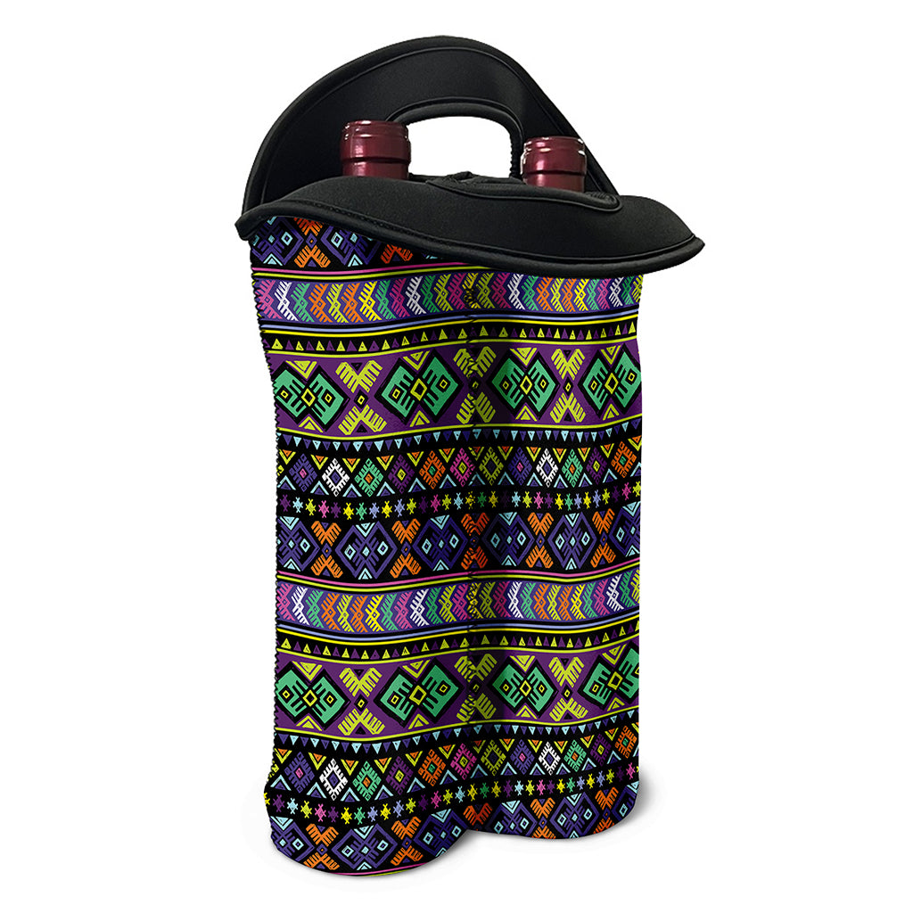 Colorful Native Navajo Tribal Print Double Neoprene Wine Tote