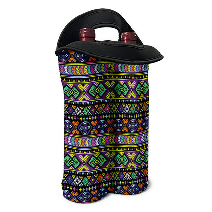 Colorful Native Navajo Tribal Print Double Neoprene Wine Tote