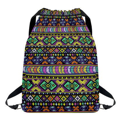 Colorful Native Navajo Tribal Print Drawstring Backpack