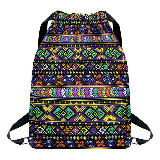 Colorful Native Navajo Tribal Print Drawstring Backpack