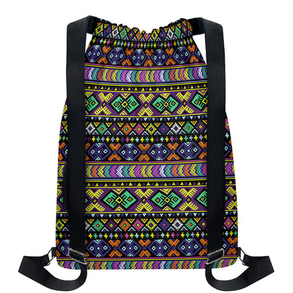 Colorful Native Navajo Tribal Print Drawstring Backpack