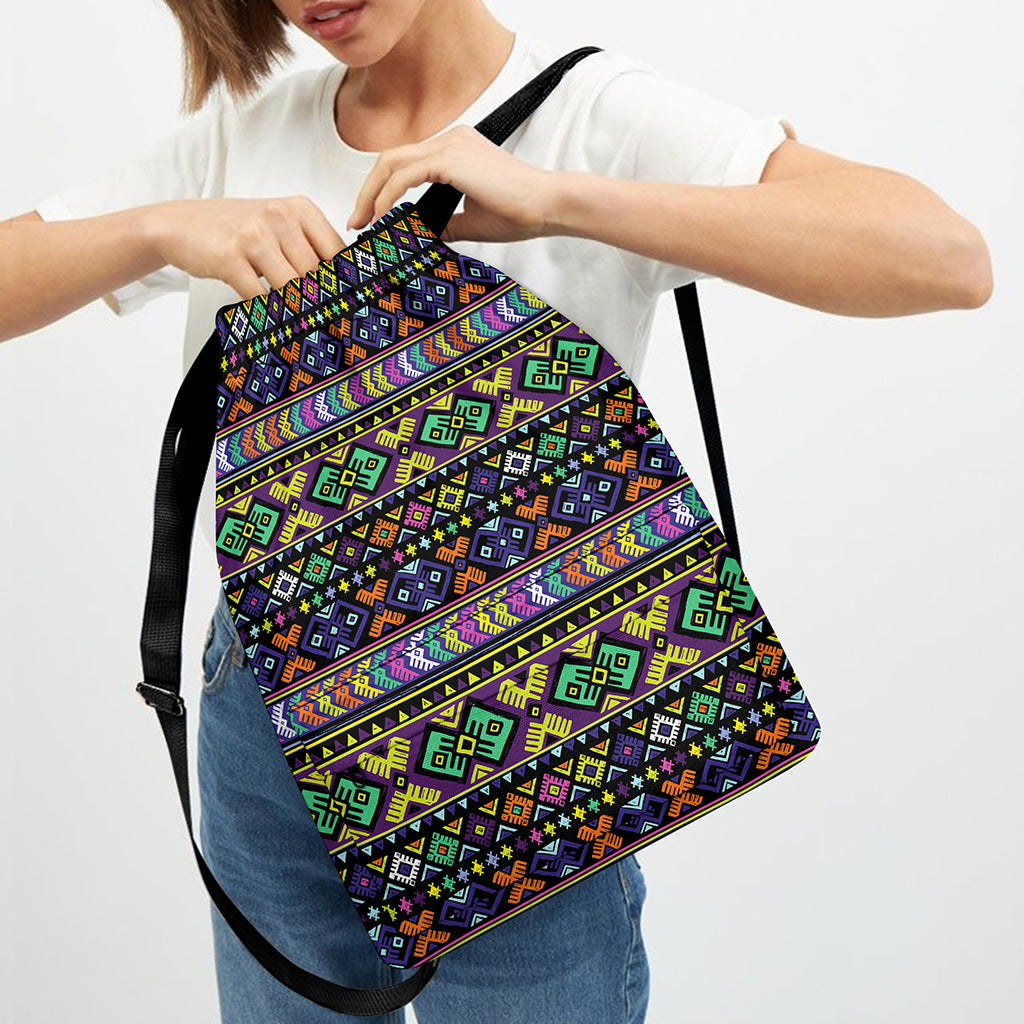 Colorful Native Navajo Tribal Print Drawstring Backpack
