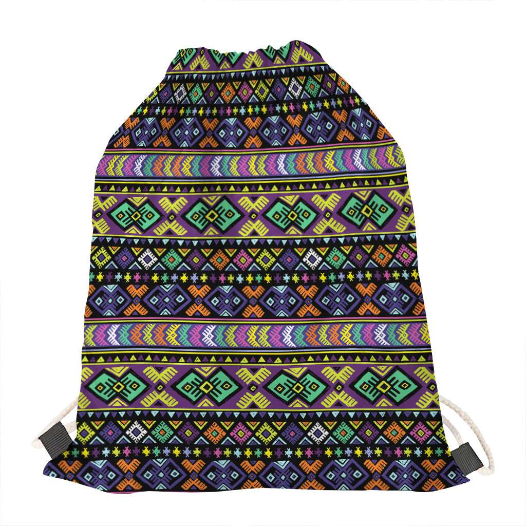 Colorful Native Navajo Tribal Print Drawstring Bag