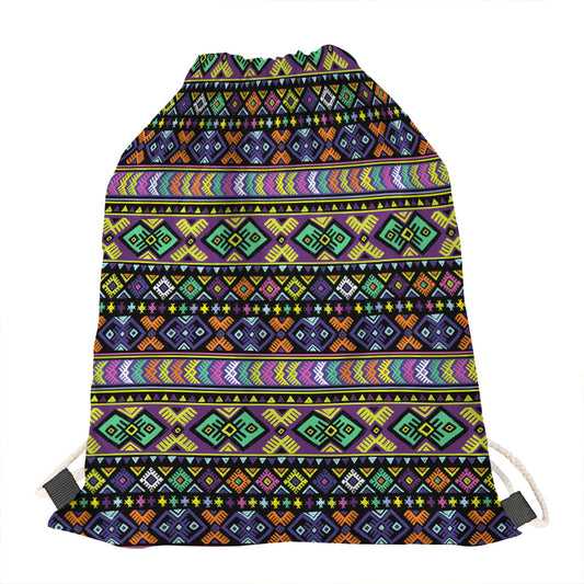 Colorful Native Navajo Tribal Print Drawstring Bag