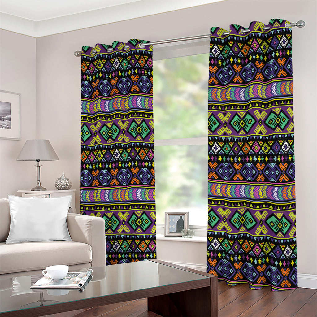 Colorful Native Navajo Tribal Print Extra Wide Grommet Curtains