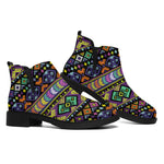 Colorful Native Navajo Tribal Print Flat Ankle Boots