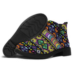 Colorful Native Navajo Tribal Print Flat Ankle Boots