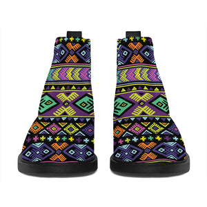 Colorful Native Navajo Tribal Print Flat Ankle Boots