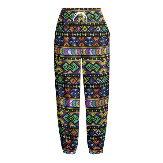 Colorful Native Navajo Tribal Print Fleece Lined Knit Pants
