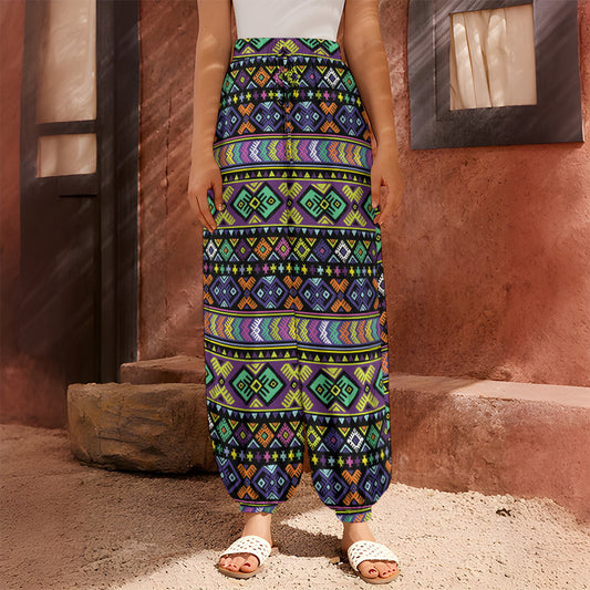Colorful Native Navajo Tribal Print Harem Pants