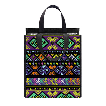 Colorful Native Navajo Tribal Print Insulated Lunch Tote