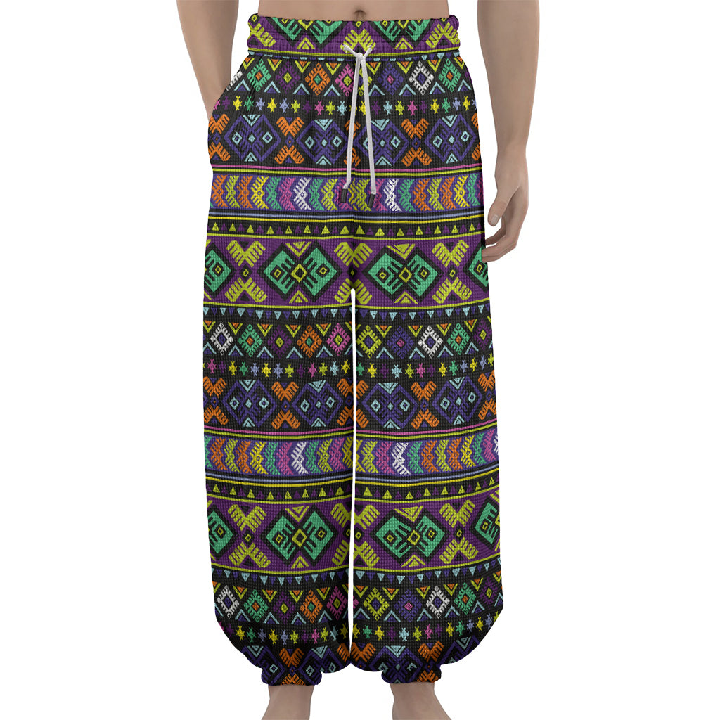 Colorful Native Navajo Tribal Print Lantern Pants