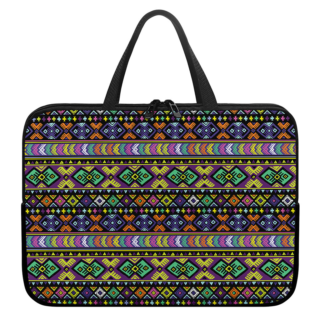 Colorful Native Navajo Tribal Print Laptop Sleeve With Handle