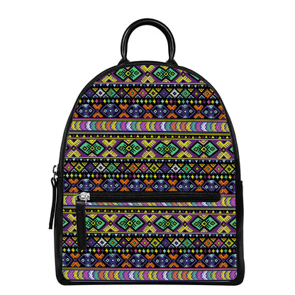 Colorful Native Navajo Tribal Print Leather Backpack