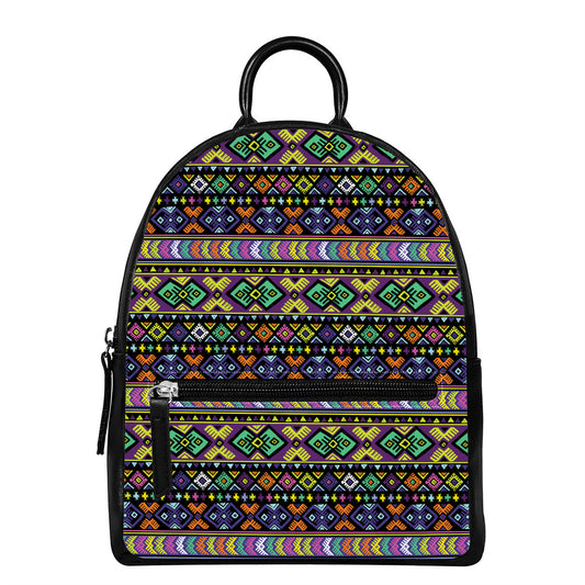 Colorful Native Navajo Tribal Print Leather Backpack