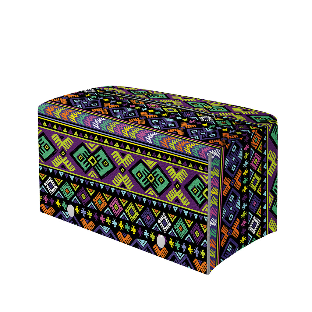 Colorful Native Navajo Tribal Print Leather Tissue Box Cover
