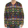 Colorful Native Navajo Tribal Print Long Sleeve Baseball Jersey