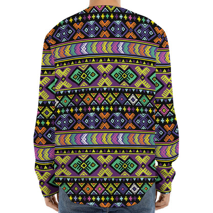 Colorful Native Navajo Tribal Print Long Sleeve Baseball Jersey
