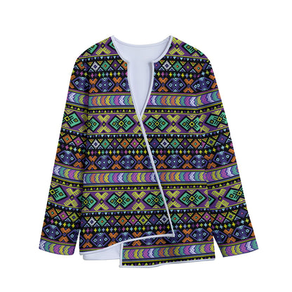 Colorful Native Navajo Tribal Print Long Sleeve Short Coat