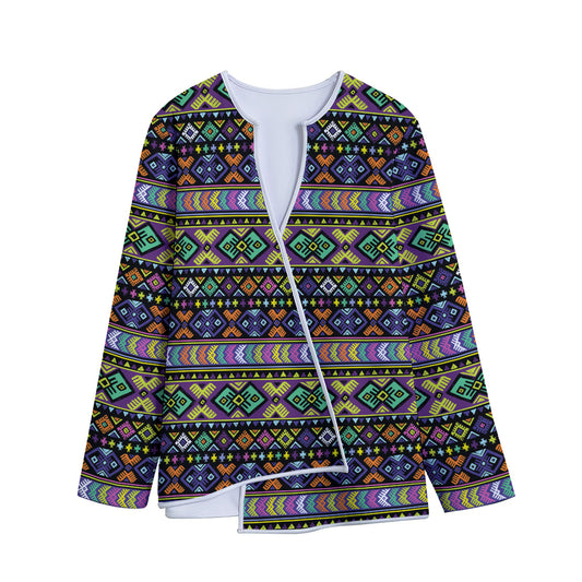 Colorful Native Navajo Tribal Print Long Sleeve Short Coat