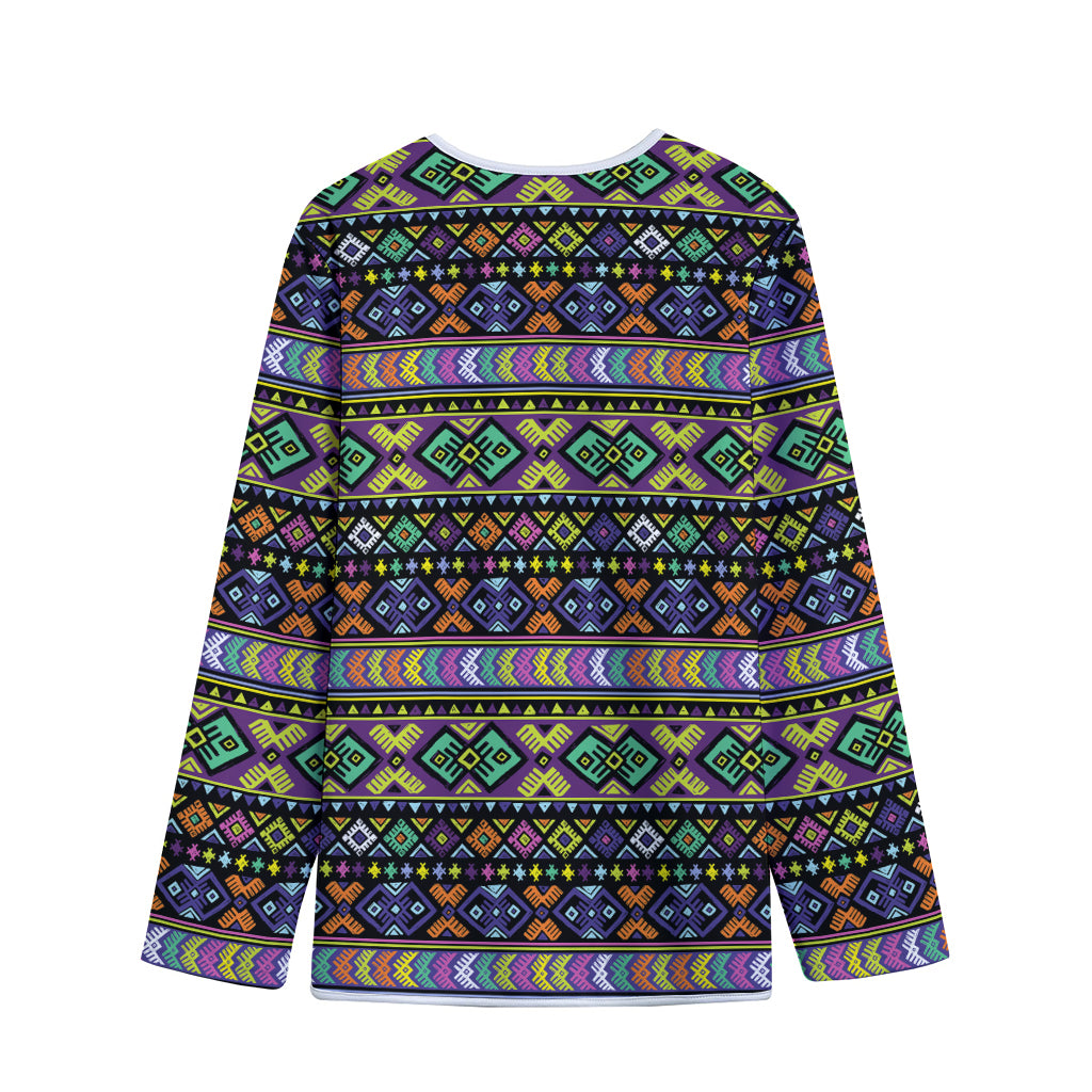 Colorful Native Navajo Tribal Print Long Sleeve Short Coat