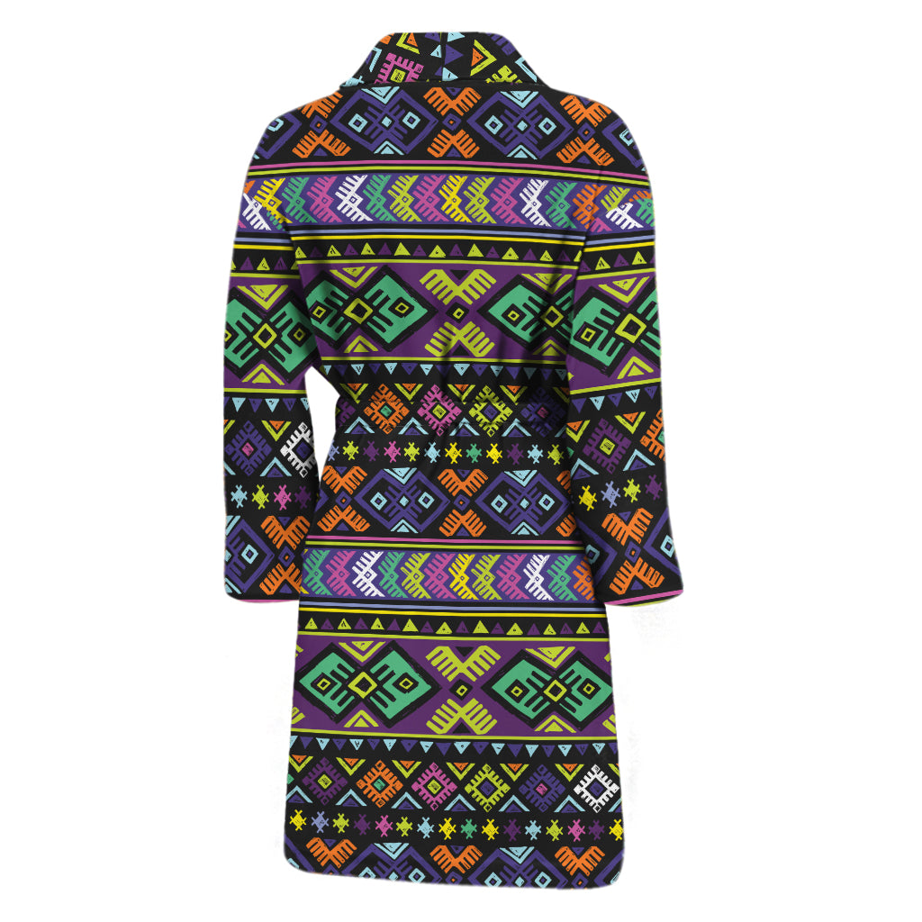 Colorful Native Navajo Tribal Print Men's Bathrobe