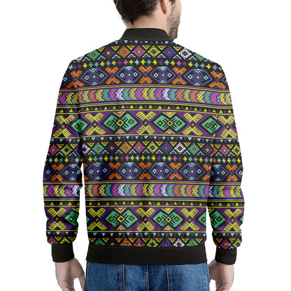 Colorful Native Navajo Tribal Print Men's Bomber Jacket