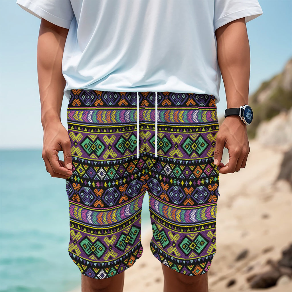 Colorful Native Navajo Tribal Print Men's Cargo Shorts