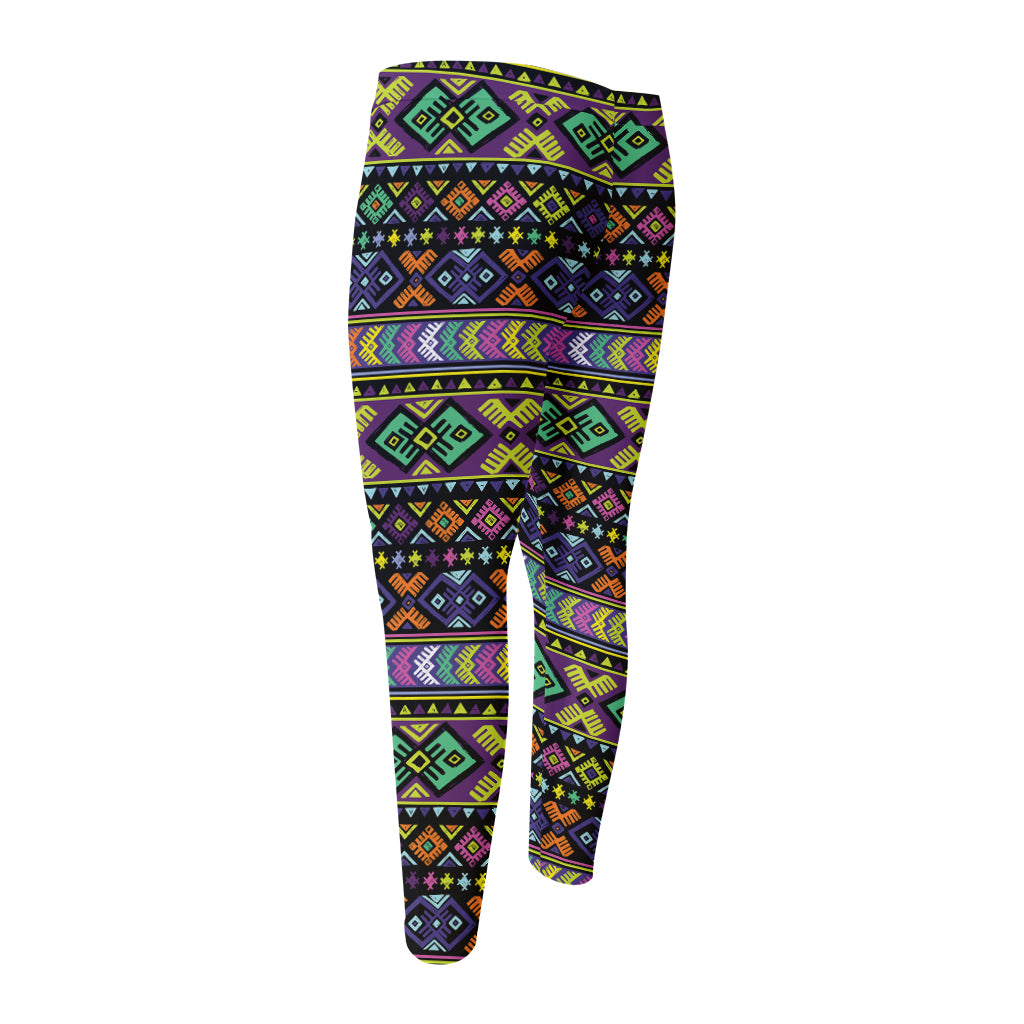 Colorful Native Navajo Tribal Print Men's Compression Pants