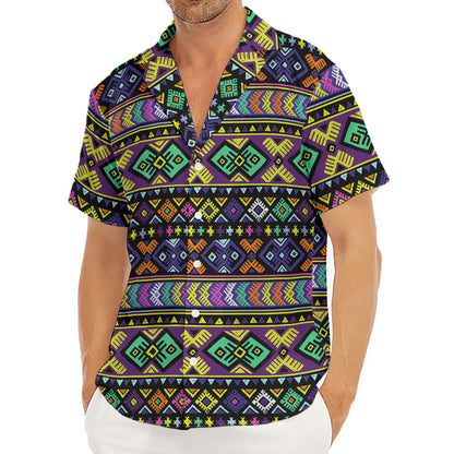 Colorful Native Navajo Tribal Print Men's Deep V-Neck Shirt
