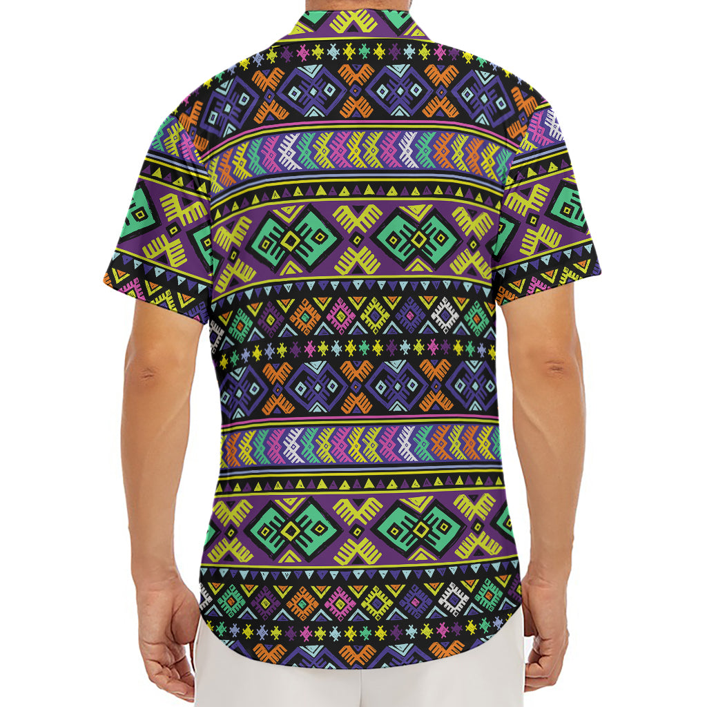 Colorful Native Navajo Tribal Print Men's Deep V-Neck Shirt