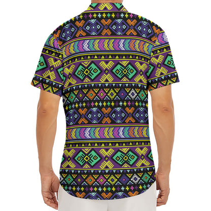 Colorful Native Navajo Tribal Print Men's Deep V-Neck Shirt