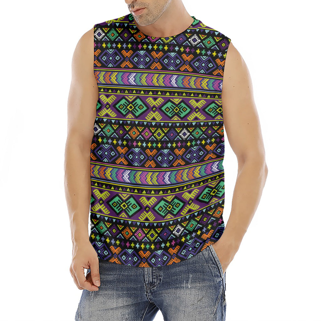 Colorful Native Navajo Tribal Print Men's Fitness Tank Top