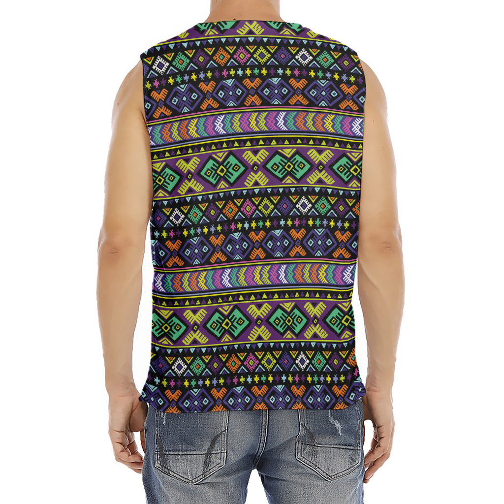 Colorful Native Navajo Tribal Print Men's Fitness Tank Top