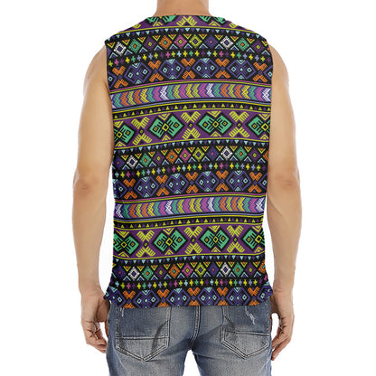 Colorful Native Navajo Tribal Print Men's Fitness Tank Top