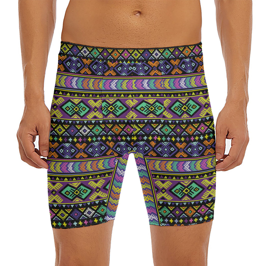 Colorful Native Navajo Tribal Print Men's Long Boxer Briefs