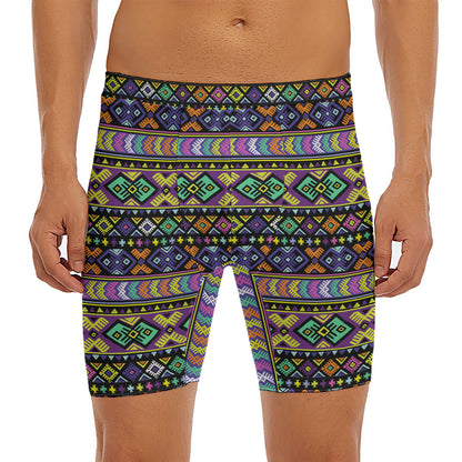 Colorful Native Navajo Tribal Print Men's Long Boxer Briefs