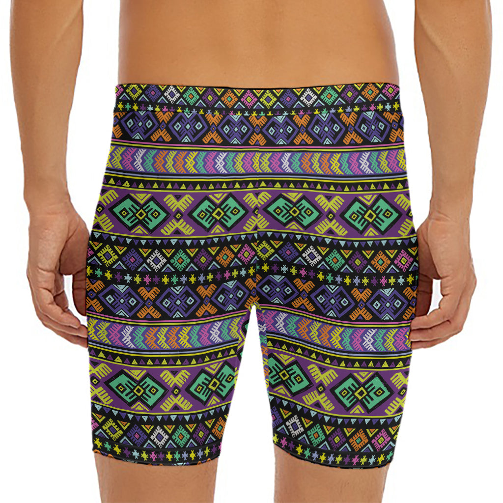 Colorful Native Navajo Tribal Print Men's Long Boxer Briefs