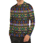 Colorful Native Navajo Tribal Print Men's Long Sleeve Rash Guard