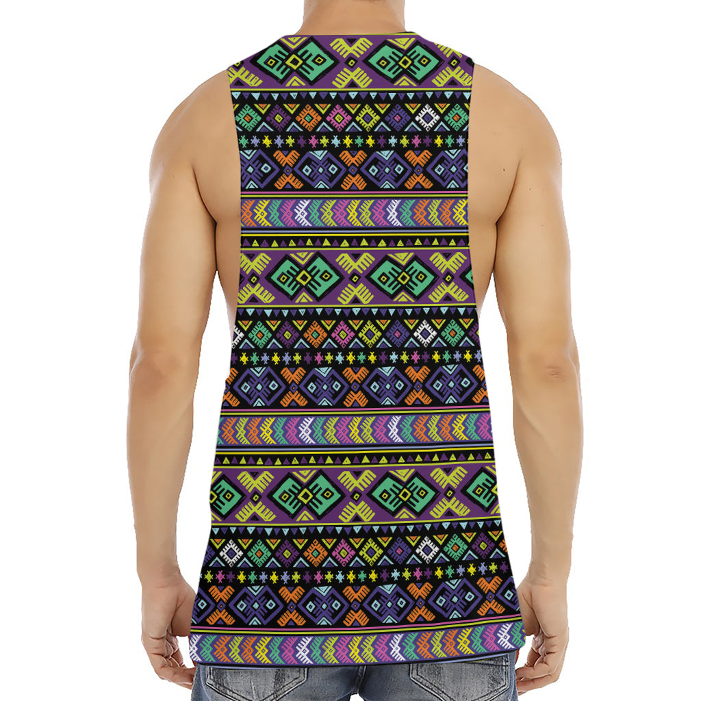Colorful Native Navajo Tribal Print Men's Muscle Tank Top