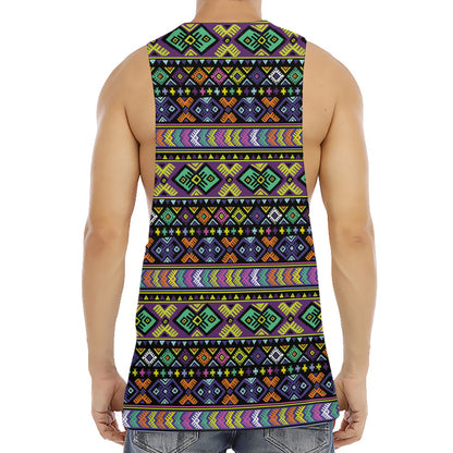 Colorful Native Navajo Tribal Print Men's Muscle Tank Top
