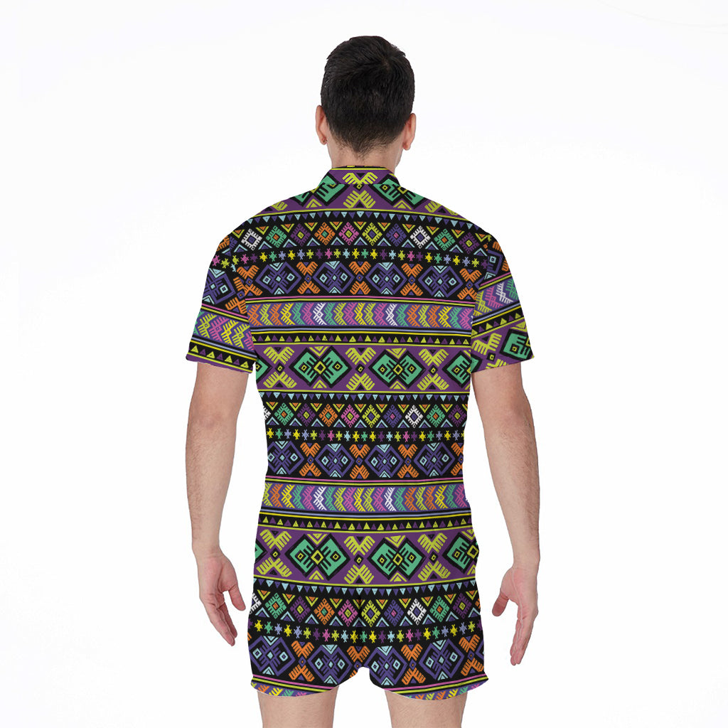 Colorful Native Navajo Tribal Print Men's Rompers