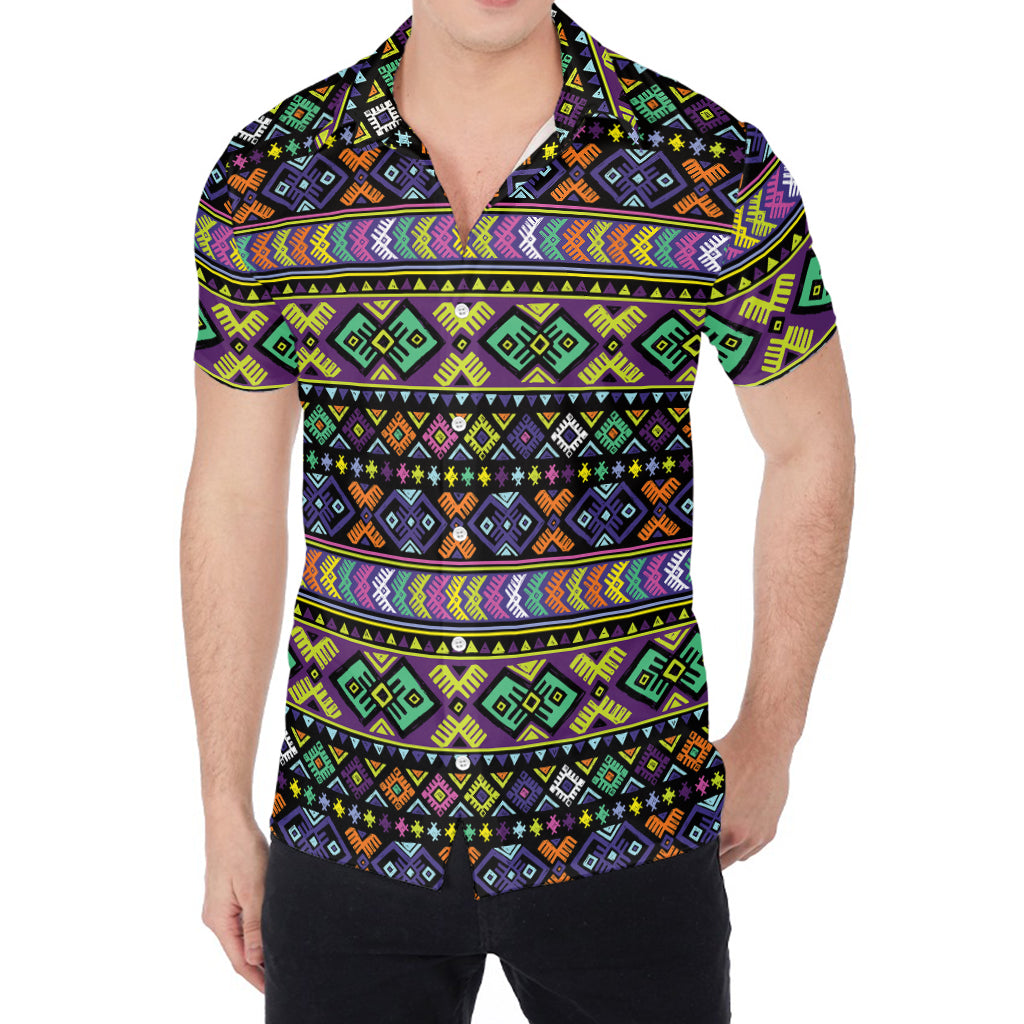 Colorful Native Navajo Tribal Print Men's Shirt
